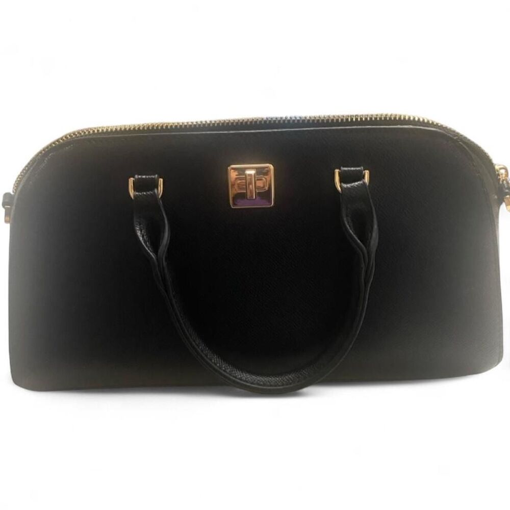 Black Womens Miztique Saffiano Texture Dome Satchel Handbag